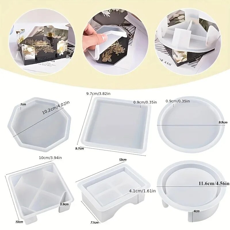 コースター樹脂モールドセットには、コースター収納ボックスモー - Silicone Epoxy Resin Molds Set のレビューと価格
