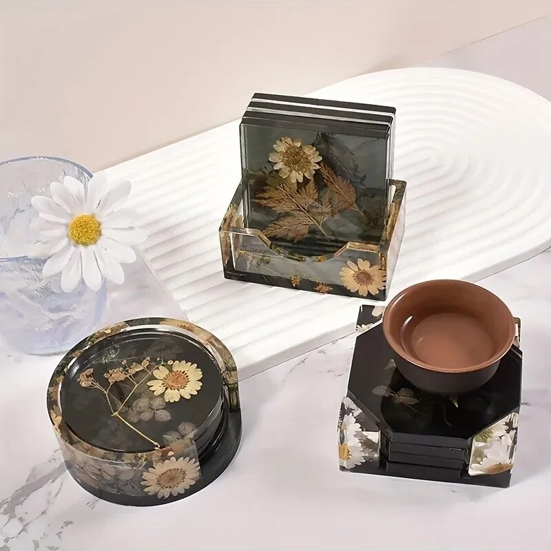 コースター樹脂モールドセットには、コースター収納ボックスモー - Silicone Epoxy Resin Molds Set のレビューと価格
