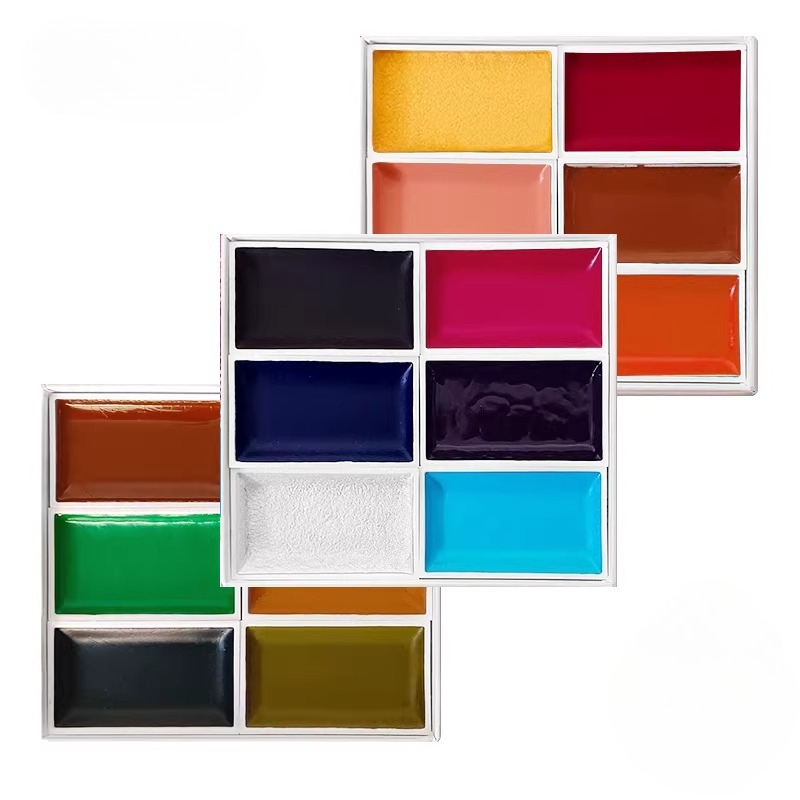 日本製固形水彩絵具セット鉱物顔料中国画ガッシュアーティストイ - Watercolor Paint Set Solid Pigment のレビューと価格