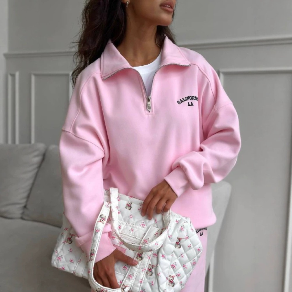 スポーツスタイルのレター刺繍入りフーディーとストレートパンツ - Embroidery のレビューと価格