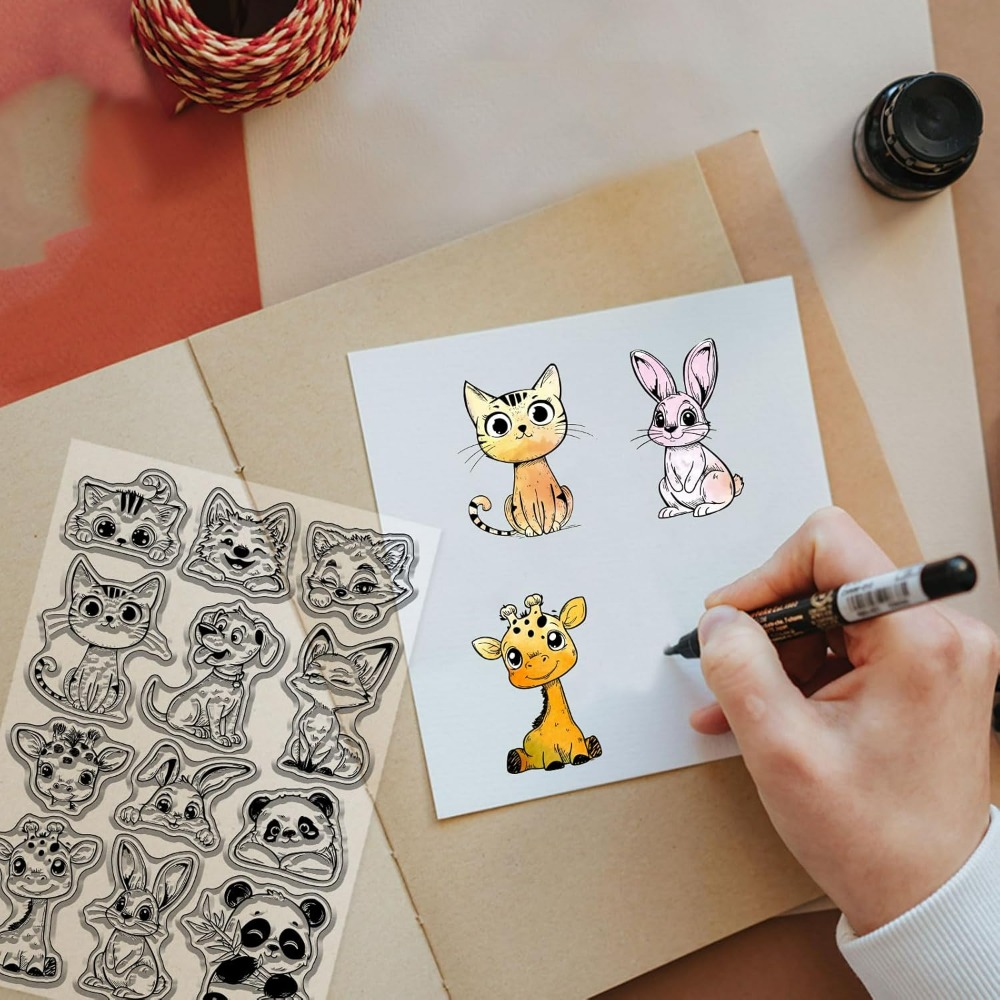 猫犬ウサギクリアスタンプスクラップブッキング用パンダキツネキ - Clear Silicone Stamps For Card Making のレビューと価格