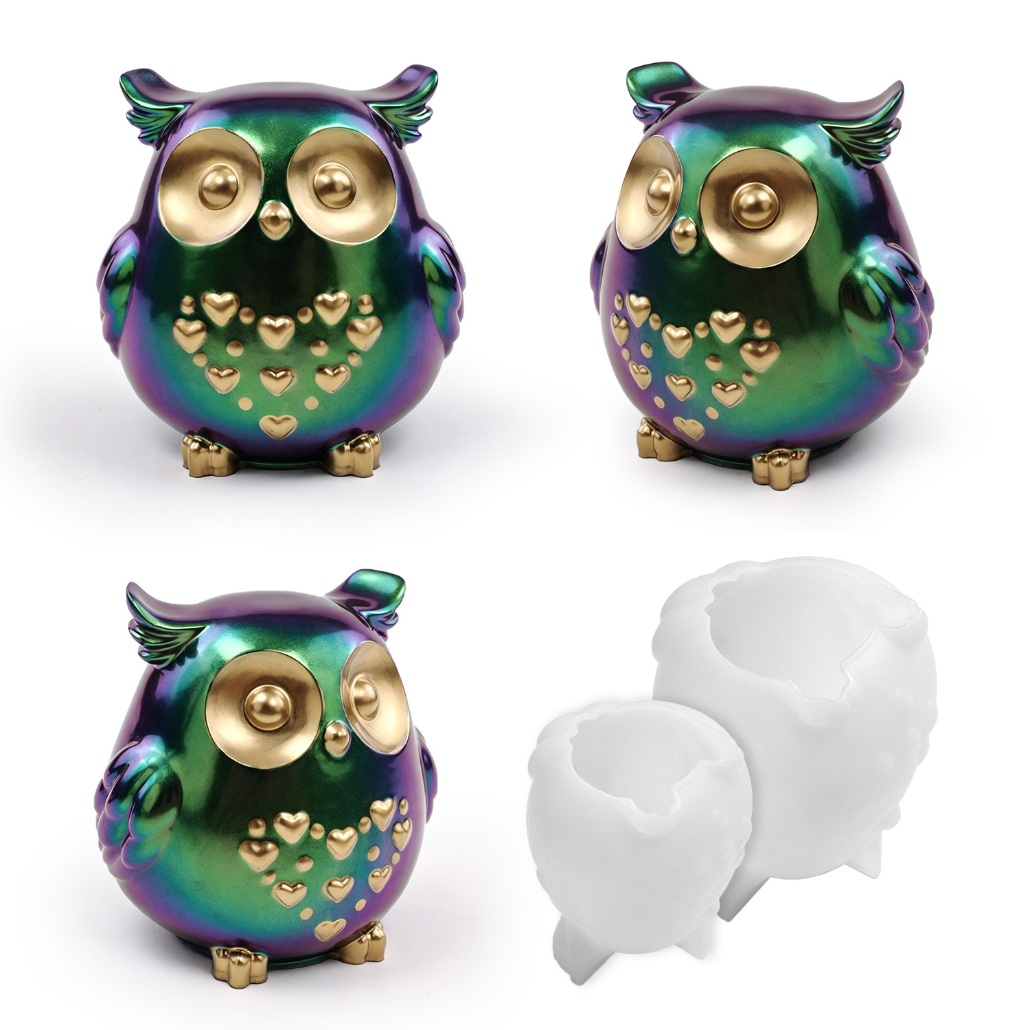 2個セット フクロウ型シリコンモールド - 大型＆小型 DI - Silicone Epoxy Resin Molds Set のレビューと価格