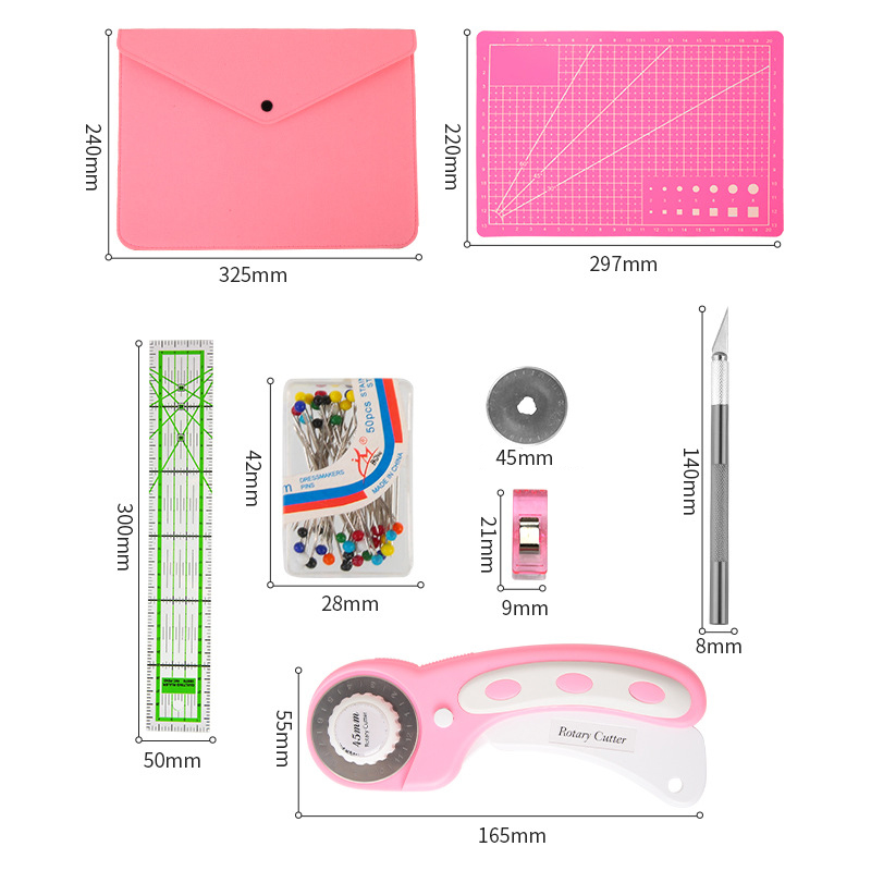 ロータリーカッターセット、ピンクのキルティングキットに布カッ - Rotary Cutter For Fabric 45Mm のレビューと価格