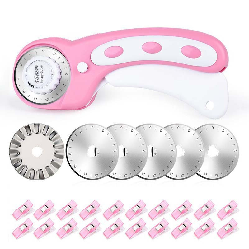 ロータリーカッターセット、ピンクのキルティングキットに布カッ - Rotary Cutter For Fabric 45Mm のレビューと価格