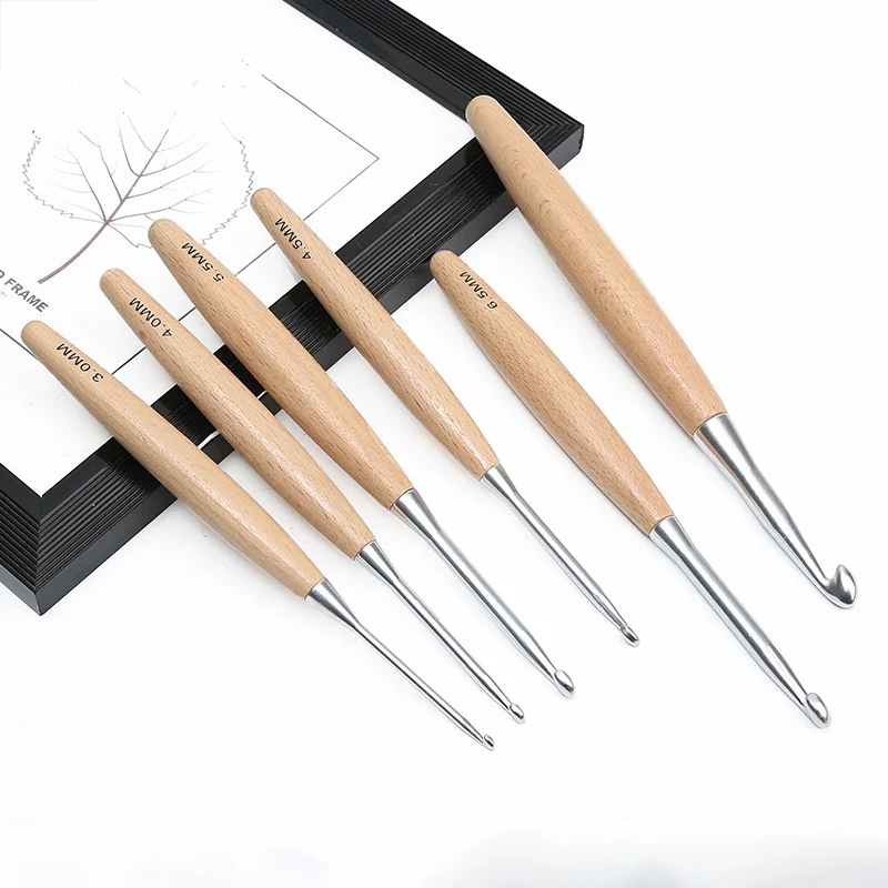 1/11個 木製ハンドルかぎ針 3.0-12.0mm 人間工 - Wooden Crochet Hooks Ergonomic Handle のレビューと価格