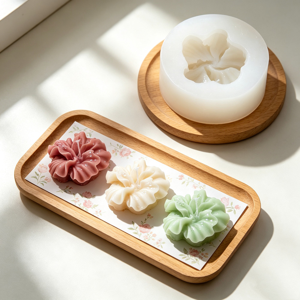 2個入りハイビスカスフラワーキャンドルモールド、ポリマークレ - Silicone Epoxy Resin Molds Set のレビューと価格
