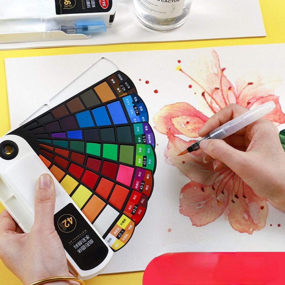 折りたたみ式水彩絵具セット、水筆ペン付き、18/24/36/ - Watercolor Paint Set Solid Pigment のレビューと価格