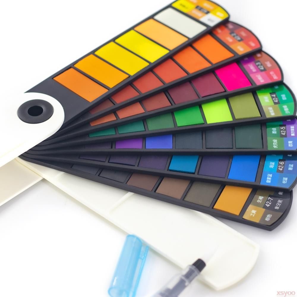 折りたたみ式水彩絵具セット、水筆ペン付き、18/24/36/ - Watercolor Paint Set Solid Pigment のレビューと価格